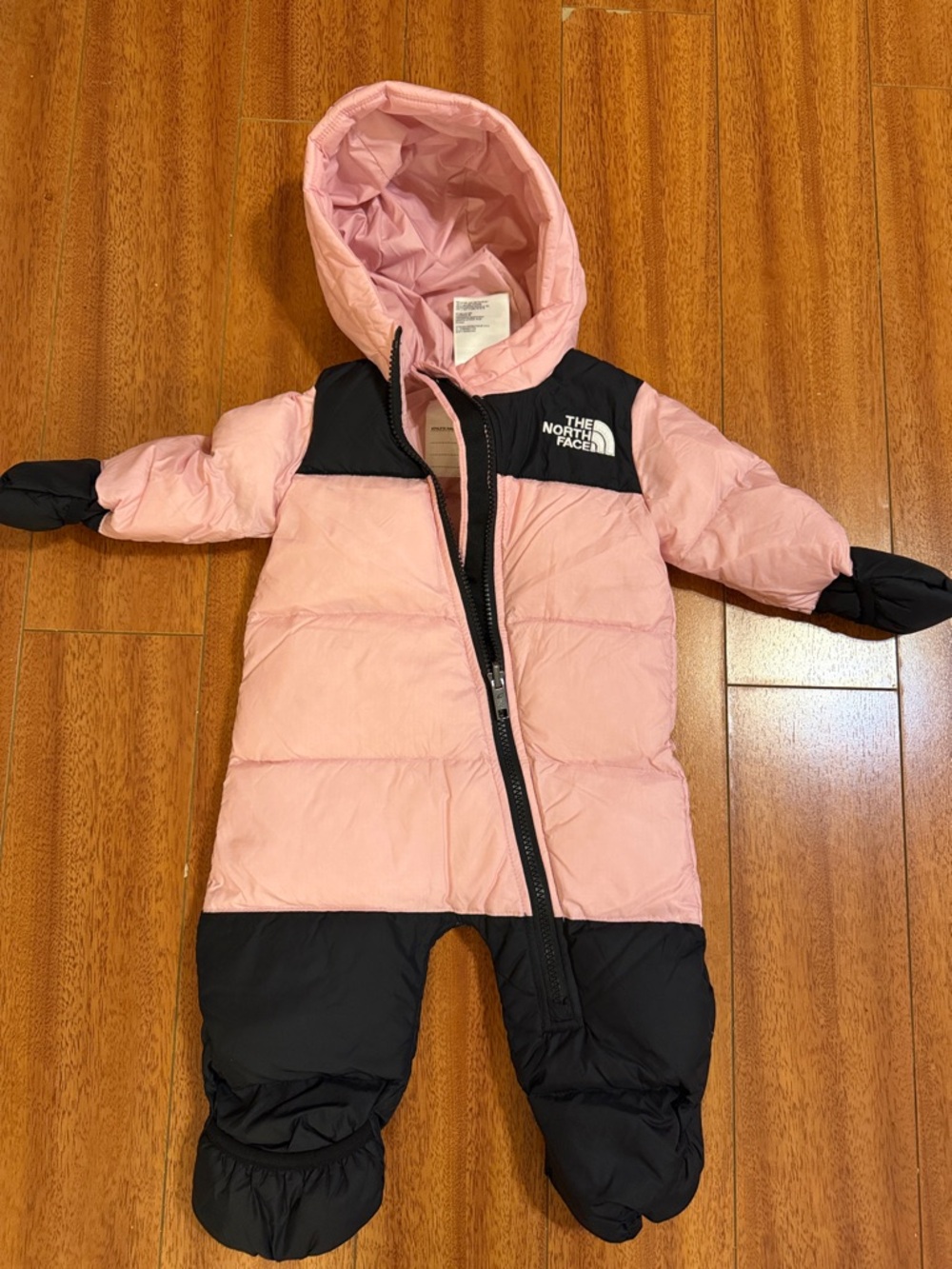 The North Face Pink and Black Baby One-Piece Snowsuit